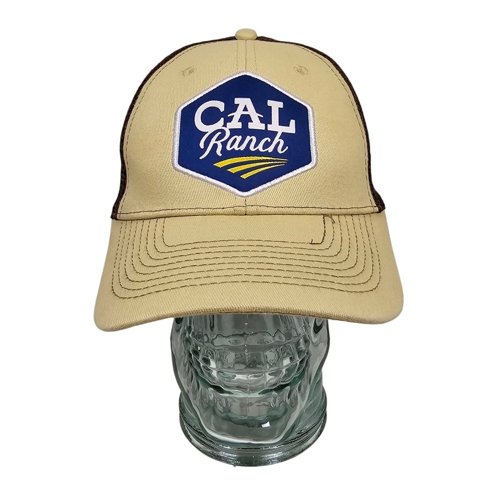CAL Ranch Snapback Trucker Hat Tan OS‎ Adjustable Mesh Back Patriotic Federal